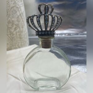 Clear Crown Topped Glass Perfume Bottle